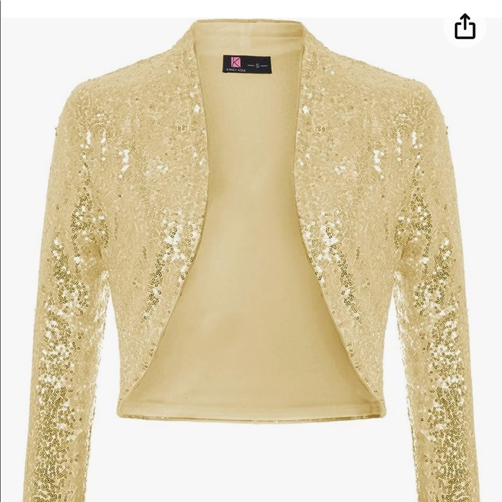 New gold sequin long sleeve shrug XL